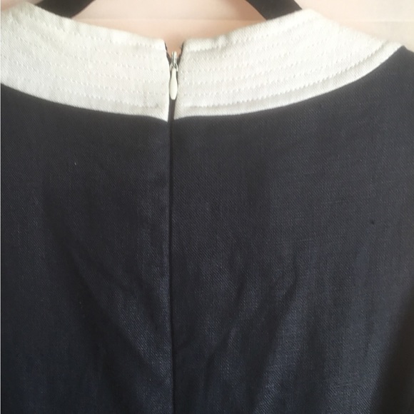 VINTAGE DONNA MORGAN navy blue with white trim dress. Size 6 - Picture 7 of 8